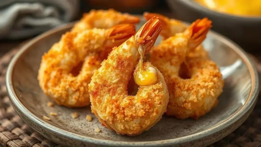 Camarão empanado com queijo