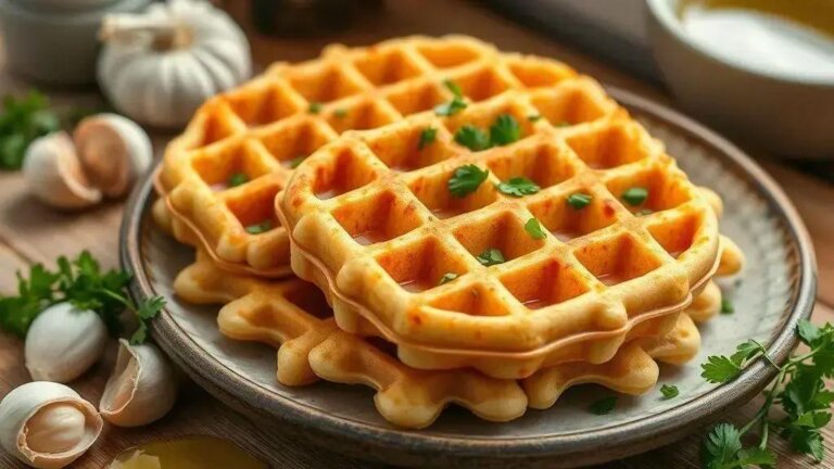 Waffle salgado ao alho