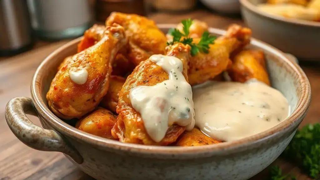 Asas de frango cremoso