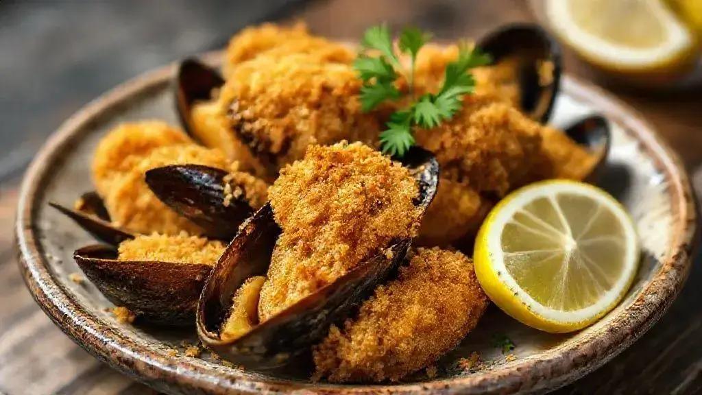Mexilhão gratinado empanado