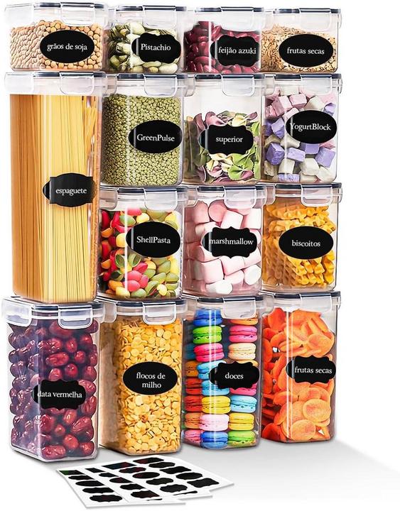 Kit 15 Potes Tampa Hermético: O Melhor Custo-Benefício para quem Busca Organização na Cozinha