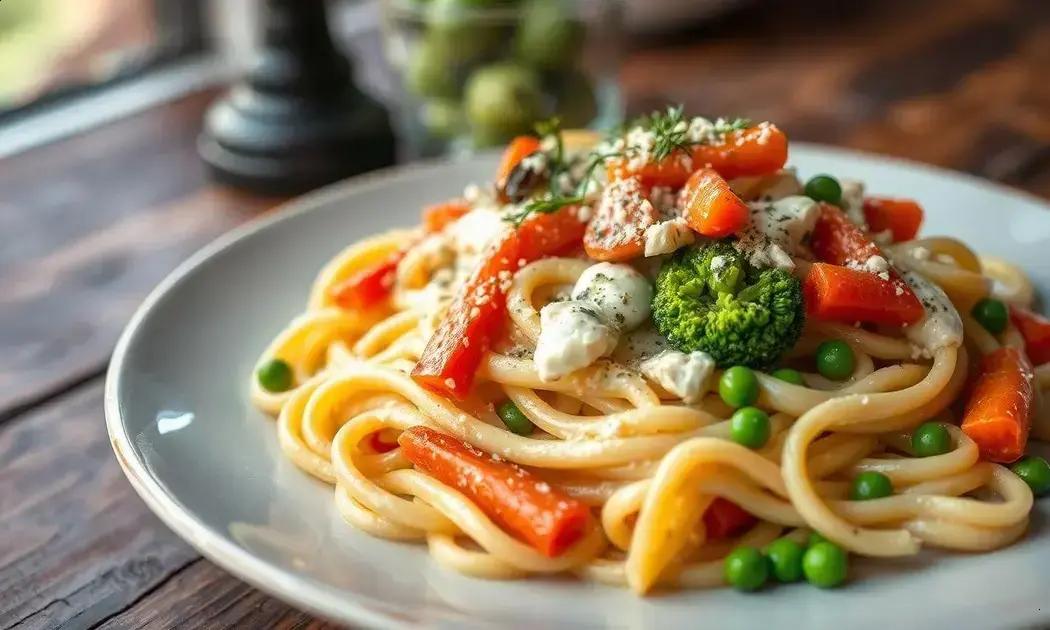 Fettuccine alfredo com legumes tradicional