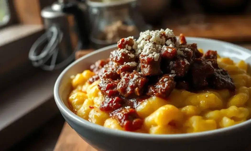 polenta com ragu com queijo