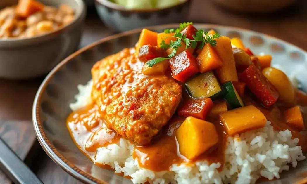 katsu curry com legumes tradicional