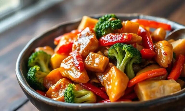 teriyaki de frango com legumes tradicional
